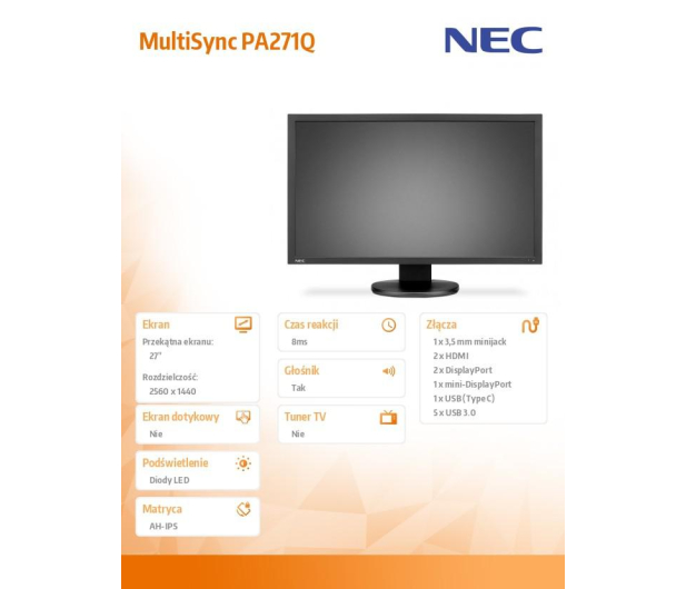 Nec MultiSync PA271Q czarny - 500517 - zdjęcie 8